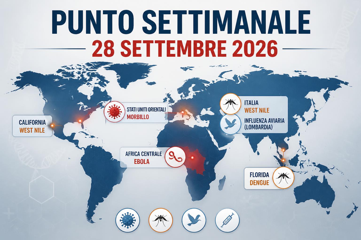 Punto settimanale: Ebola in DRC verso 7.900 casi con il vaccino che parte tra gli operatori sanitari, morbillo USA oltre 3.600 casi, dengue in stato di emergenza in Florida