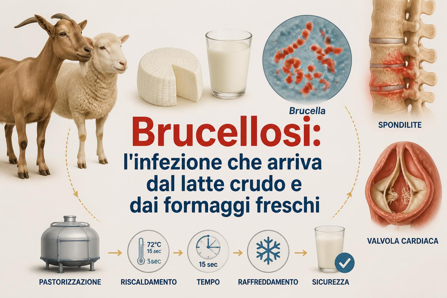 Brucellosi: l'infezione che arriva dal latte crudo e dai formaggi freschi